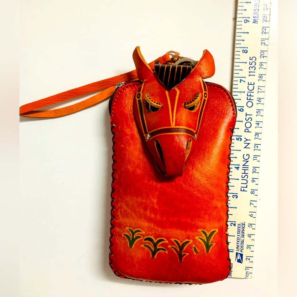 Handmade Orange Leather Horse Handbag